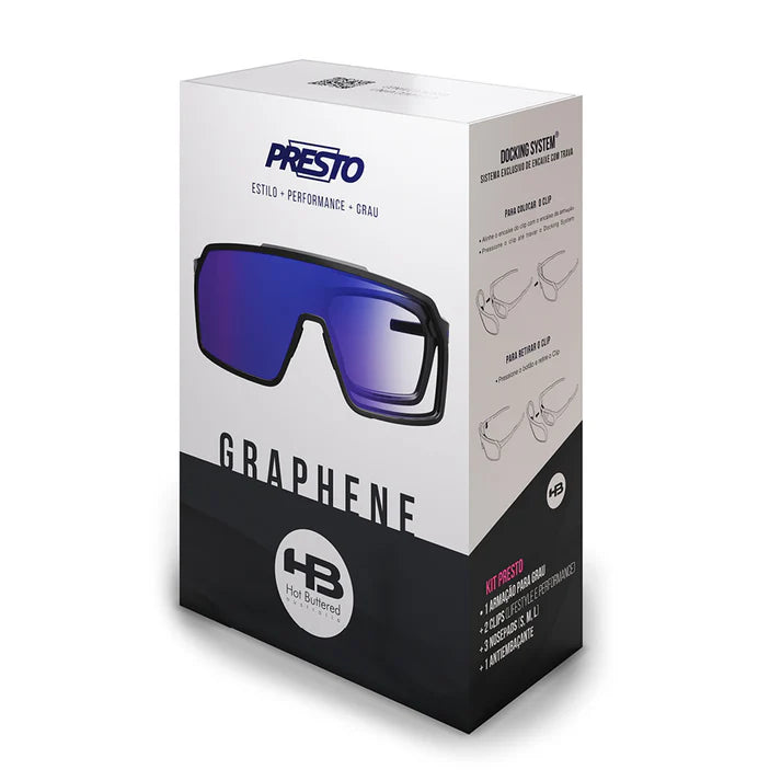 Óculos de Grau HB Presto Clip On Graphene/ Blue/ Blue Chrome - Lente 5,5 cm
